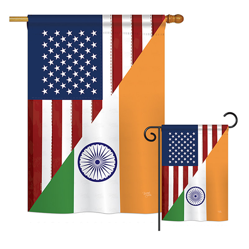 Drapeau de polyester vertical décoratif à 2 côtés american inde amitié of the world impressions