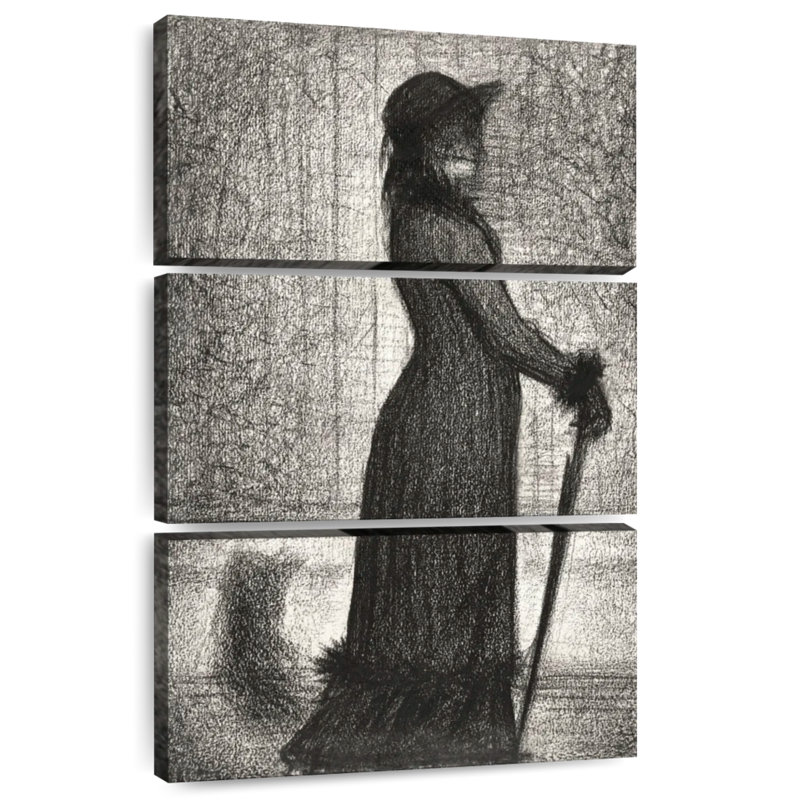 Femme navette se promenant une élégante 1884, H 32 po x l 20 po
