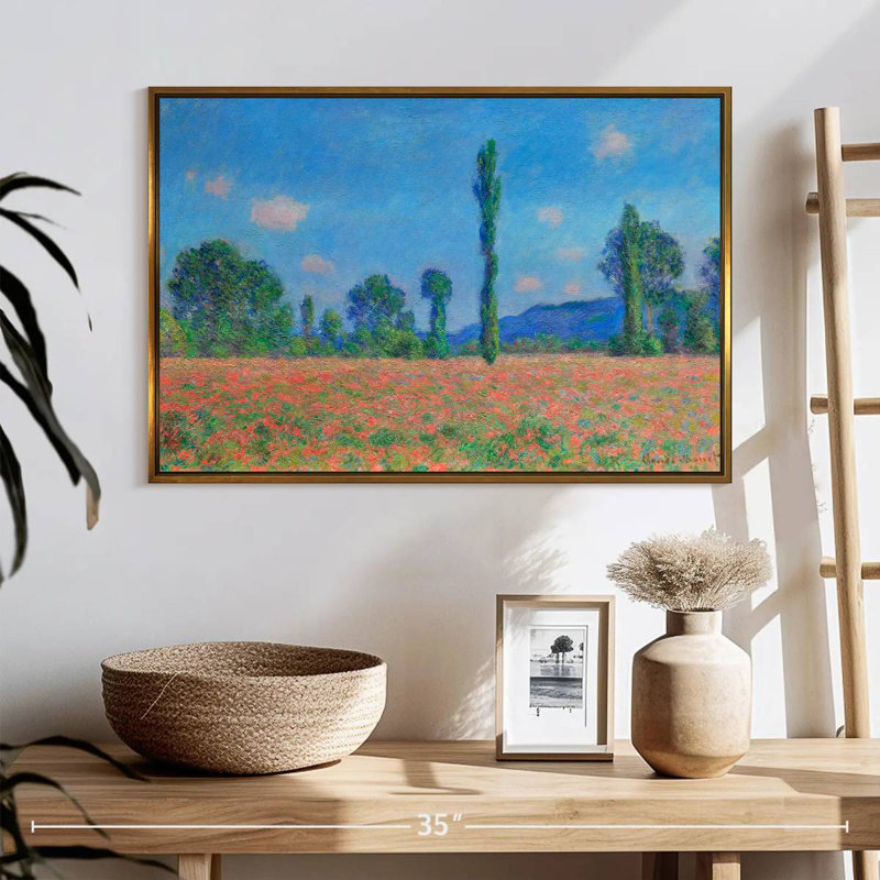Champ de coquelicots, Giverny, 1891, 25 po x 17 po, Cadre flottant doré