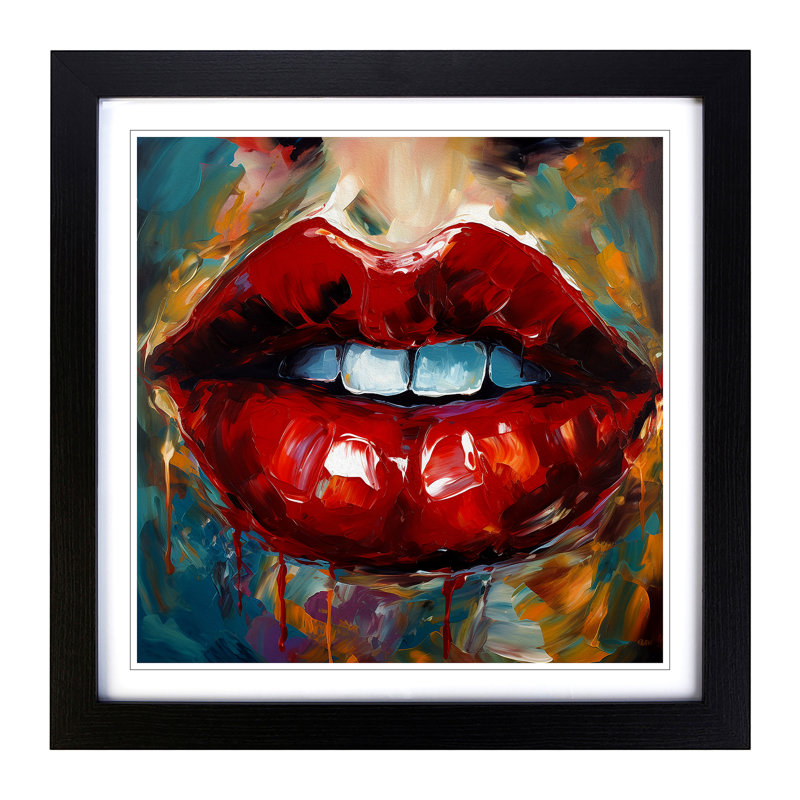 Lips Expressionism - Framed Print, Black