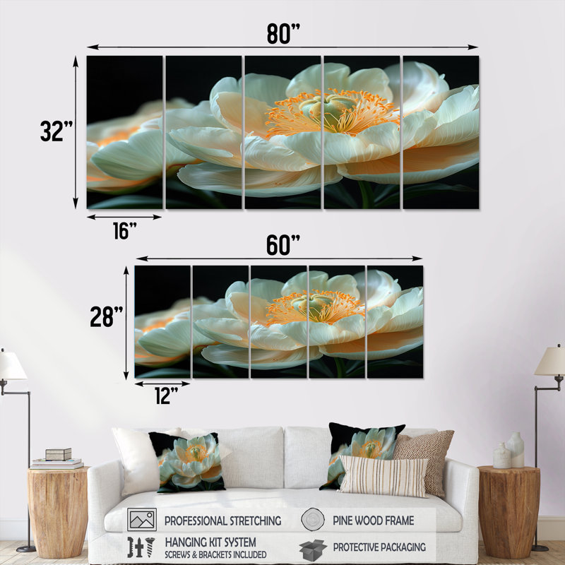 Rinaldi - Ensemble de décorations murales pivoines, H 28 po x l 60 po