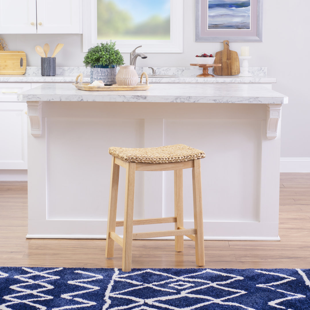 Hyacinth Hand-Woven Solid Wood Frame Counter and Bar Stool Highland Dunes Seat