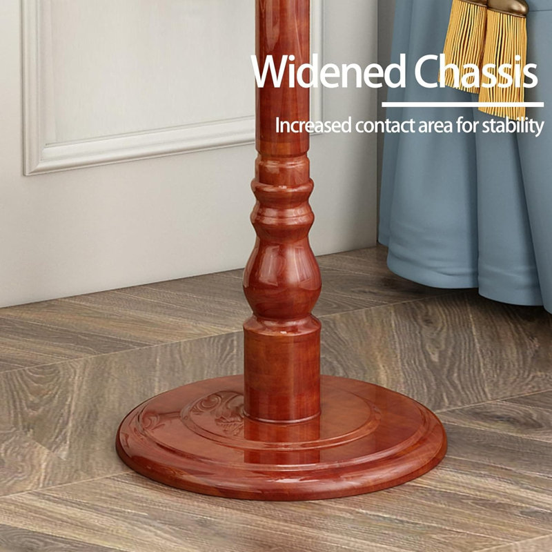 Freestanding Coat Rack With 11 Smooth Hooks And Stable Disc Base, Heavy Duty Vintage Style Wooden Coat Tree For Entryway, Bedroom, Or Hallway