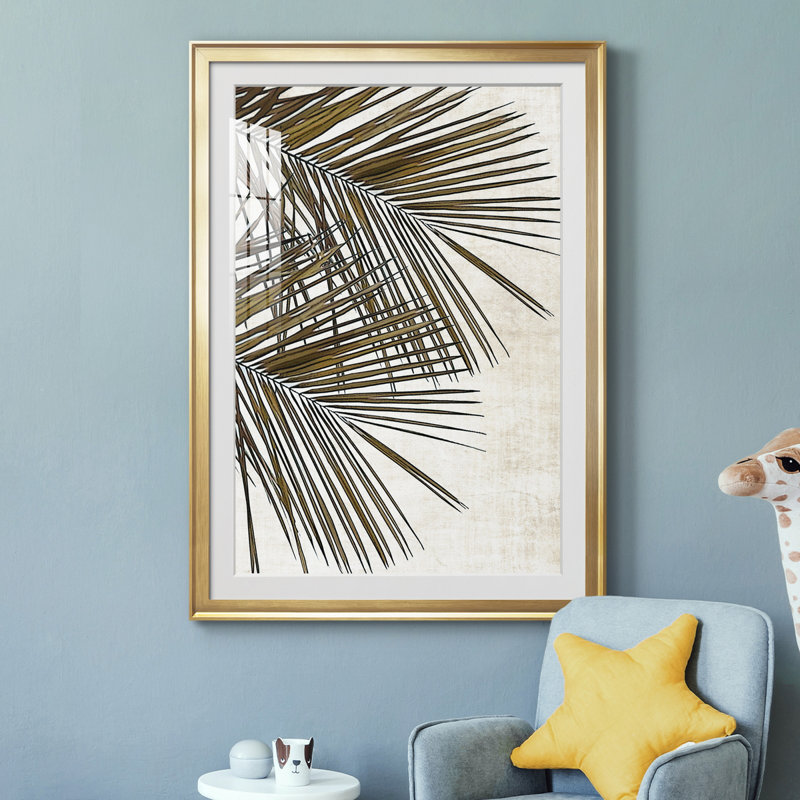 Palmier I - peinture encadrée, Or, H 30,5 po x l 42,5 po x P 1,5 po