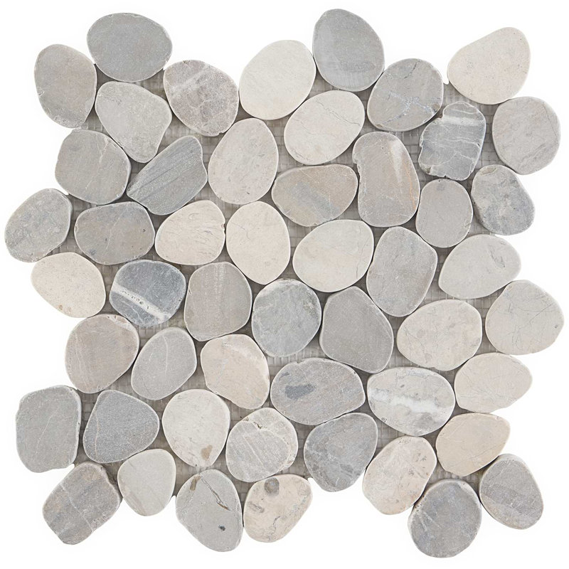 Nature Round Lovina Pebble Mosaic Tile, Pram Gray