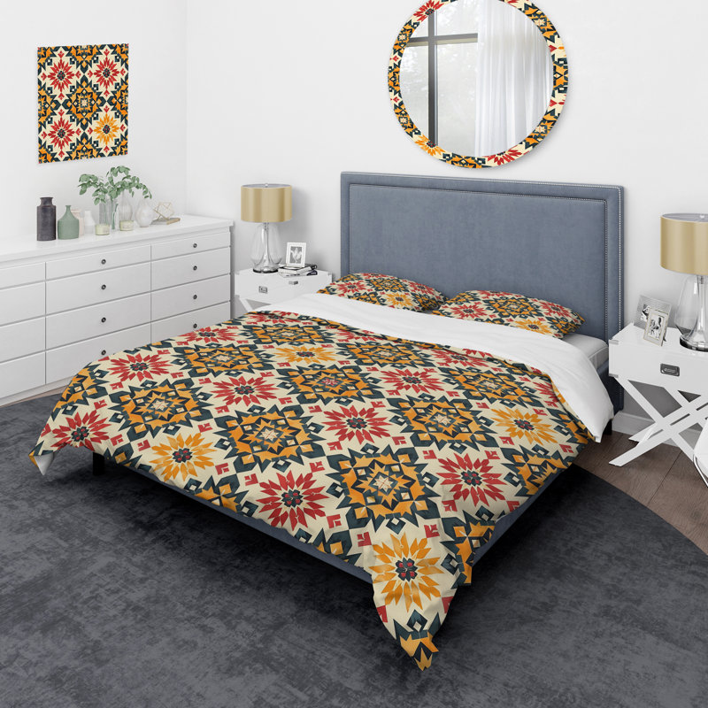 Ensemble de housse de couette Red Aztec Tiles I - Tiles, Housse de couette très grand + 2 très grandes ta