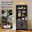 Ensemble de bibliothèque 2 pièces grain de bois moderne avec portes cannelées et tablettes de rangement ouvertes, noir-131204678
