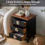 Table de chevet 3 tiroirs Vintage Farmhouse - noir patiné + boutons floraux + pieds gourdes (l 19 po x P 14,2 po x H 24,8 po)