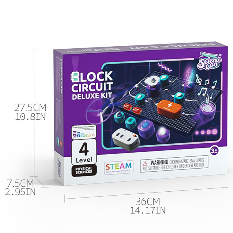Hape: Science Can: Block Circuit Deluxe Kit - Jouet d'expérimentation en sciences physiques, rétroaction visuelle et audio, simulation de circuit, jeu et apprendre, enfants de 3 ans et plus