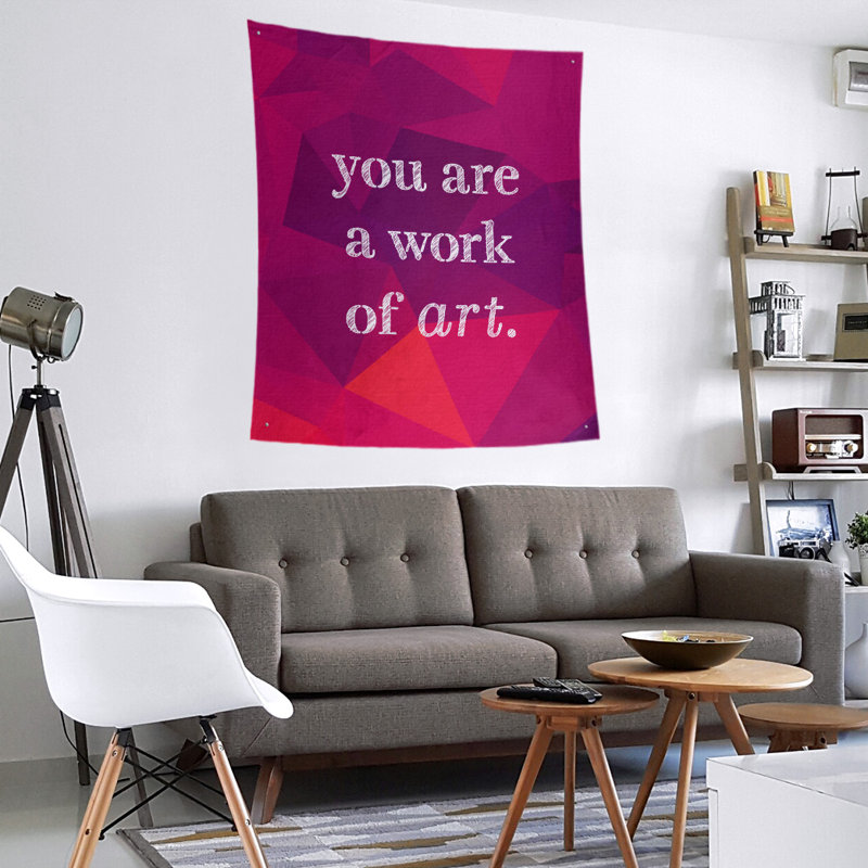 Tapisserie de travail faux pierre de polyester d’art sur les citations, H 27,5 po x l 37,5 po, Rubellite