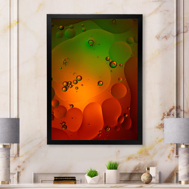 Encre verte rouge se mélangeant sous l'eau - œuvre d'art moderne sur toile, Cadre photo noir, H 12 po x l 20 po x P 1 po