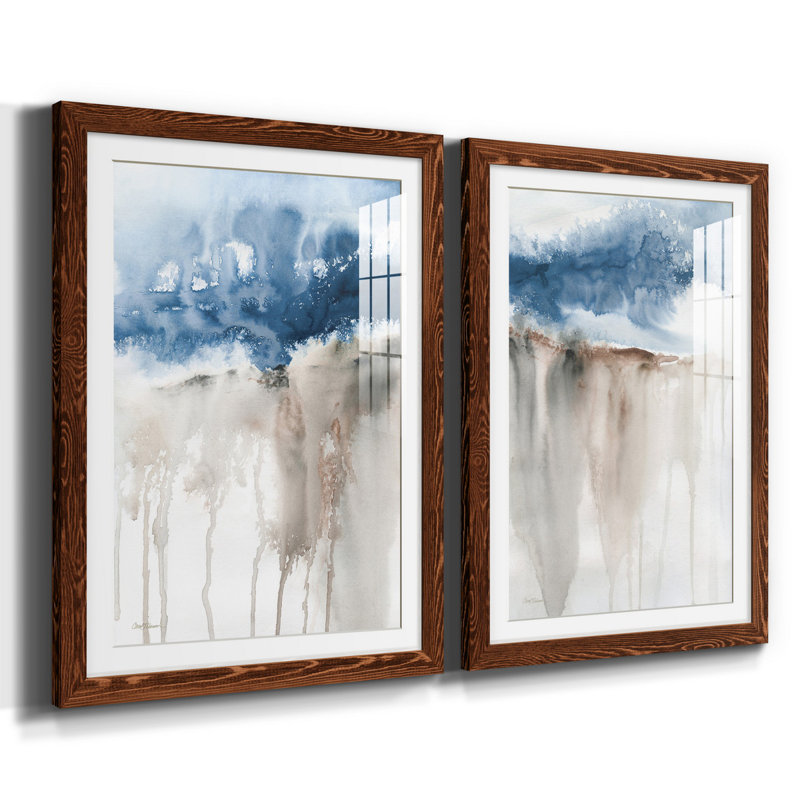 Windy Cliff I - ensemble de 2 reproductions d'art, H 24 po x l 36 po x P 1,5 po, Papier avec cadre érable, Blanc