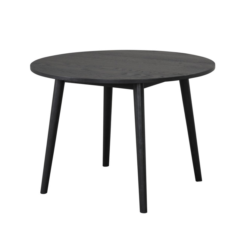 Round Wooden Dining Table With Shaker Legs In Natural Oak, Black