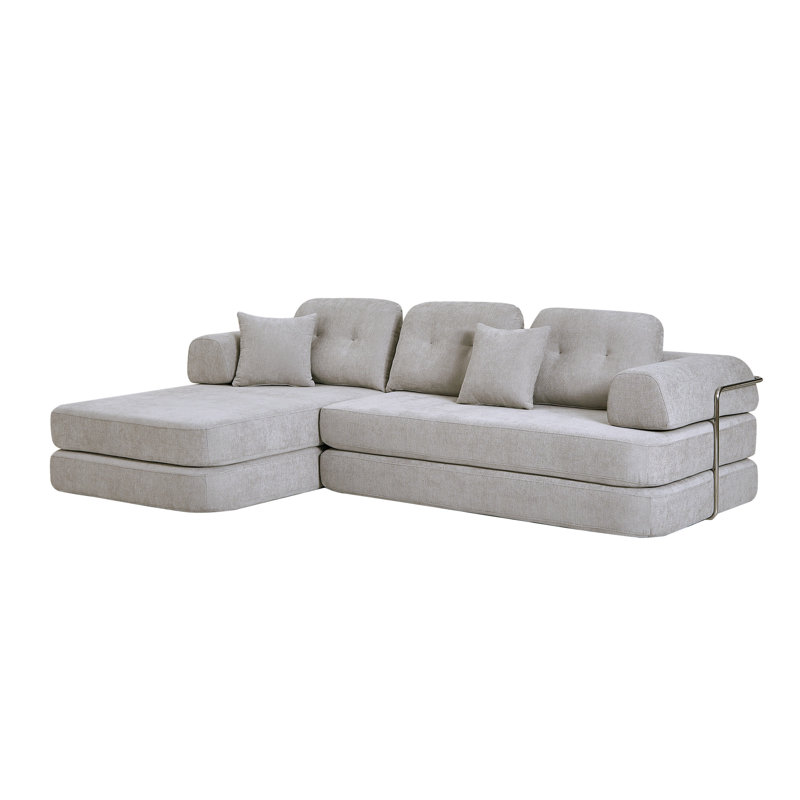104" Boneless Sofa, Left Hand Facing, Light Gray Linen
