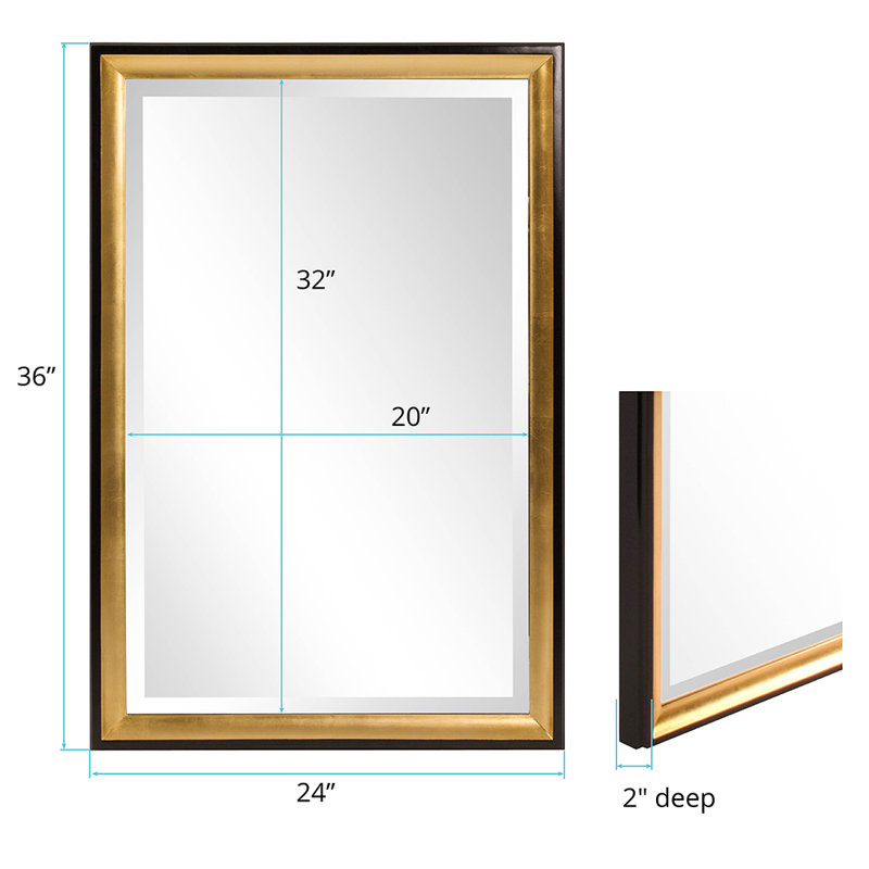 Calek Solid Wood Rectangle Mirror, 36" H x 24" W