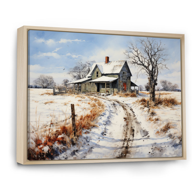 Markela Farmhouse Country Pointillism - impression, H 24 po x l 32 po x P 1 po, Cadre naturel flottant