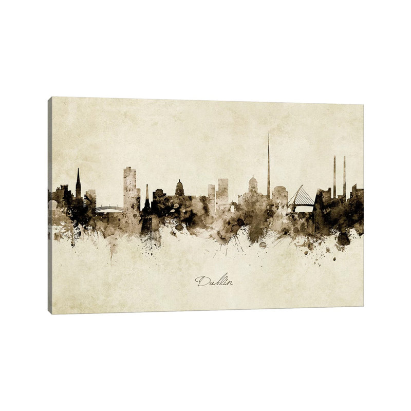 Dublin Ireland Skyline by Michael Tompsett - Wrapped Canvas Print, 20.32 cm H x 30.48 cm W