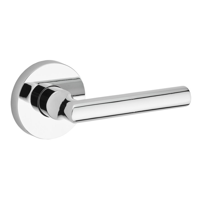 Tube Single Dummy Door Lever with Contemporary Round Rosette, Right, Polished Chrome