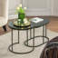 Anamaris 2PC Nesting Tables With Faux Marble Tabletop Living Room Furniture 