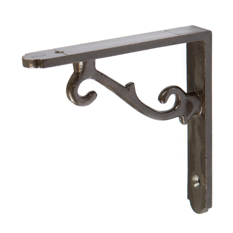 Hammer & Tongs - Scroll Iron Shelf Bracket - Raw, 10.5cm H x 1.5cm W x 10.5cm D