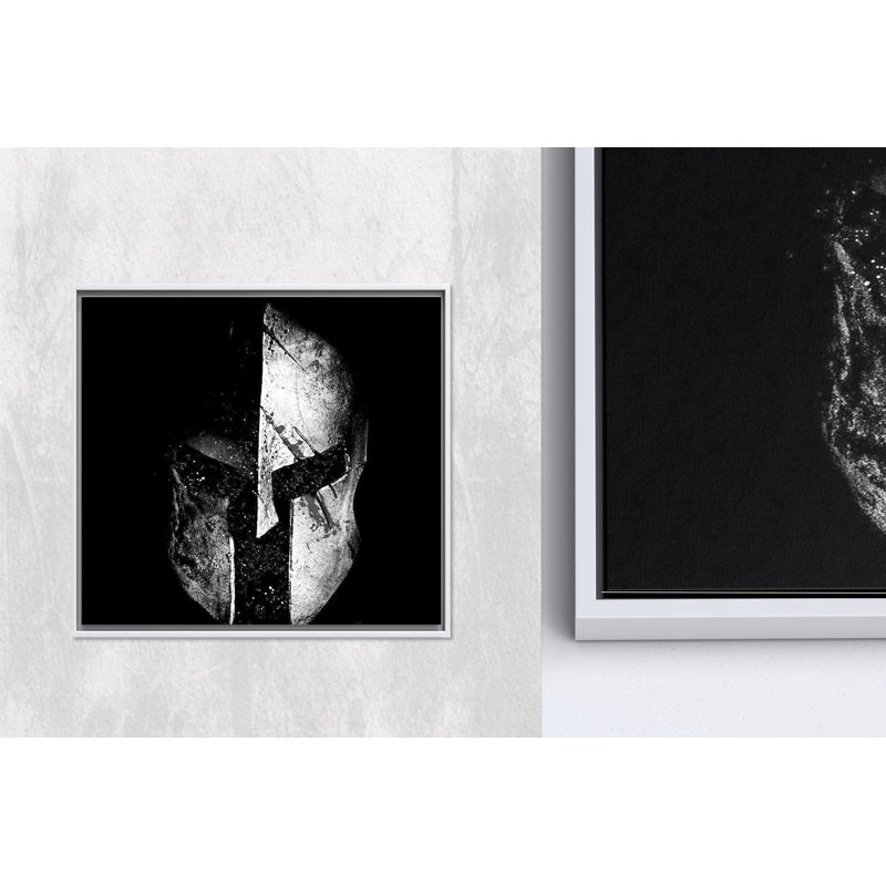 «Spartan Helmet», reproduction d'art sur toile: Molon Labe Modern Decor, 1P WhiteFramedCanves, H: 47,3 po x l: 47,3 po