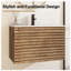 Base de meuble-lavabo mural simple flottant 30 po avec façades de tiroir cannelées 3D et glissières pleine extension, évier non inclus-131651799