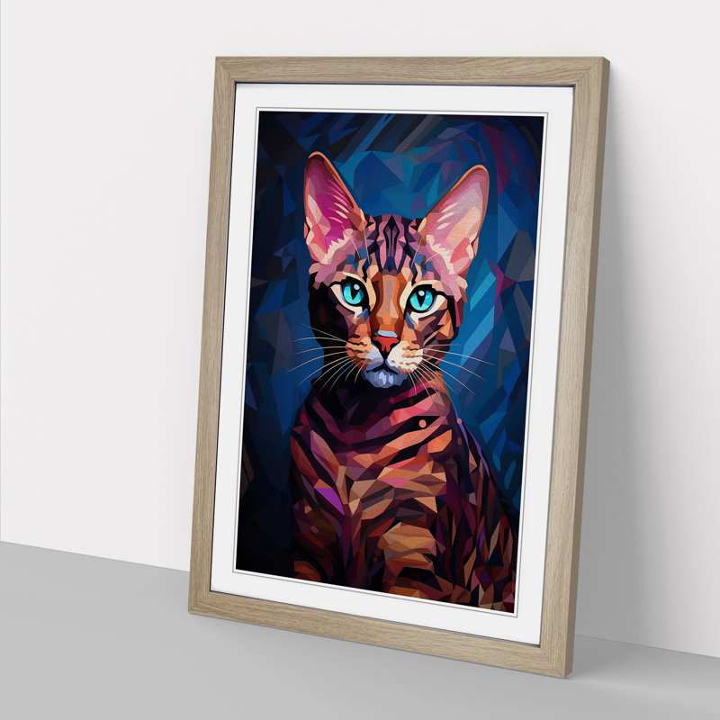 Bengal Cat Futurism No.3 - Framed Print, Oak Framed, 64cm H x 46cm W x 2cm D