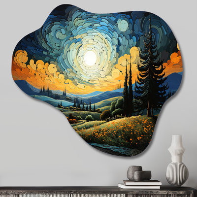 «Vangogh The Swaying Cypress III», impression murale en métal asymétrique Vangogh