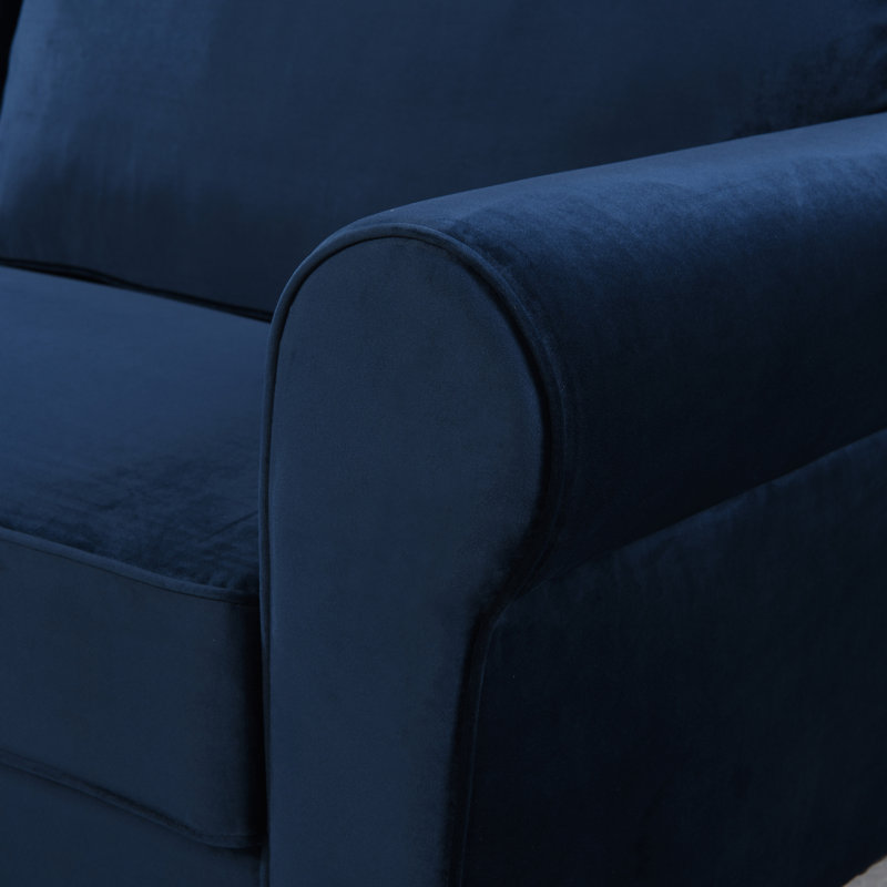 Reva 218.9Cm Rolled Arms Sofa, Navy Velvet