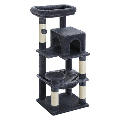 Cat Tree For Indoor Cats, 5-Level Cat Tower For Large Cats With Metal Frame Large Hammock (17.3"X15.3"), Cat Condo With (18.5"X13") Big Top Perch & 4 Sisal Covered Scratching Post Grey