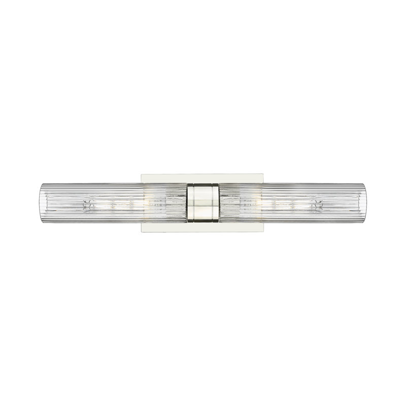 Luminaire de meuble-lavabo mural 2 lumières 11 po Amalle, 3" H x 24" W x 3.88" D, Rayé transparent, Nickel poli