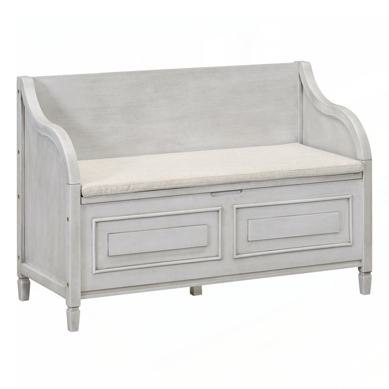 Upholstered Storage Bench,entryway bench, Gray Wash