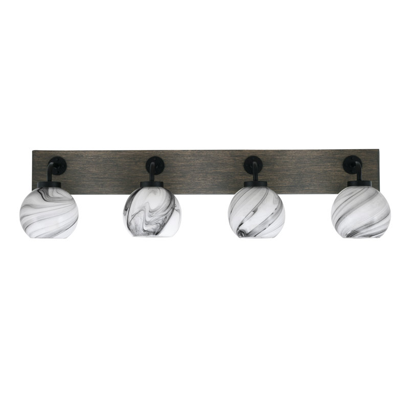 Barre d'éclairage de salle de bain 4 lumières Oxbridge, Noir mat / gris vieilli