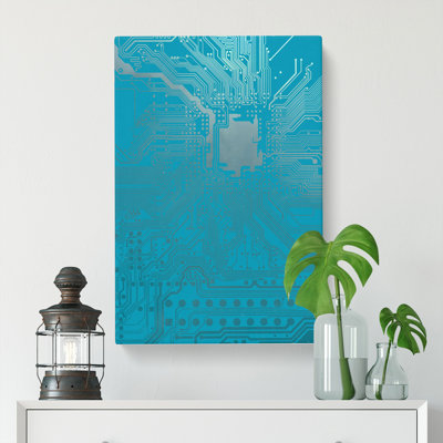 Blue Twilight Circuits - Wrapped Canvas Painting
