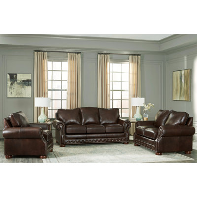 Pelaez 3 Piece Leather Sleeper Living Room Set by Canora Grey