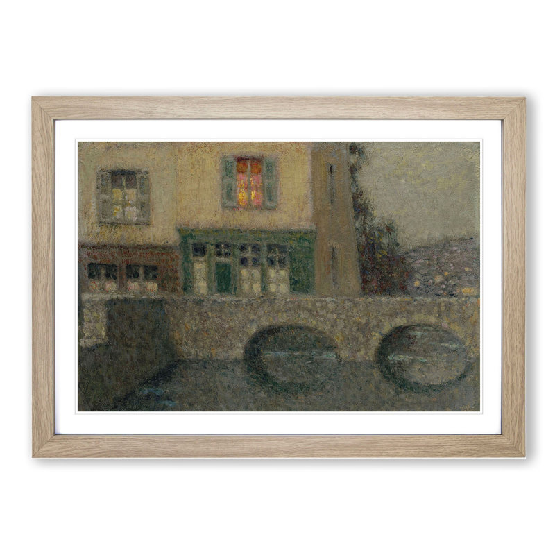 The Bridge by Henri Le Sidaner - Picture Frame Painting, 36cm H x 48cm W x 2cm D, Oak Framed