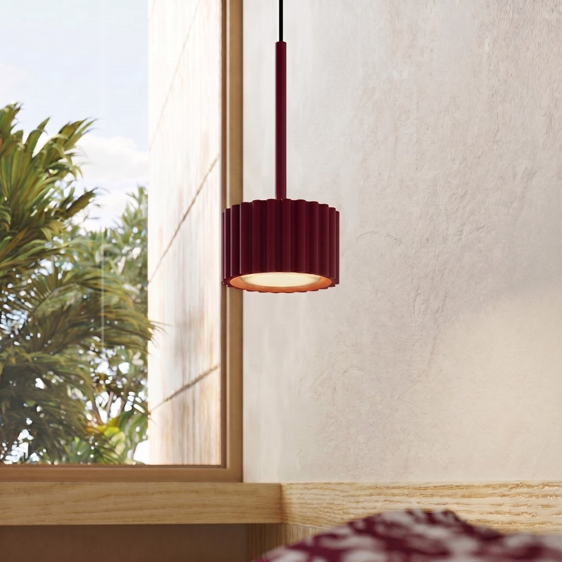 Aura 1 - Light Brushed Nickel Pendant, Burgundy