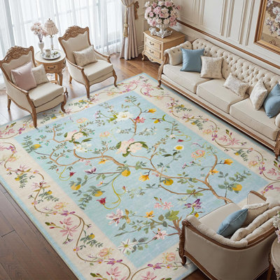 Chinoiserie Vintage Floral Rug Washable Non-slip