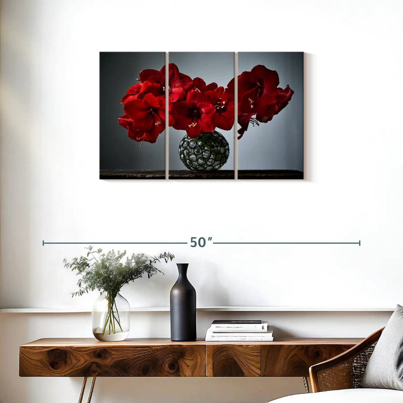 Bouquet de fleurs rouges Harnek, H 20 po x l 33 po