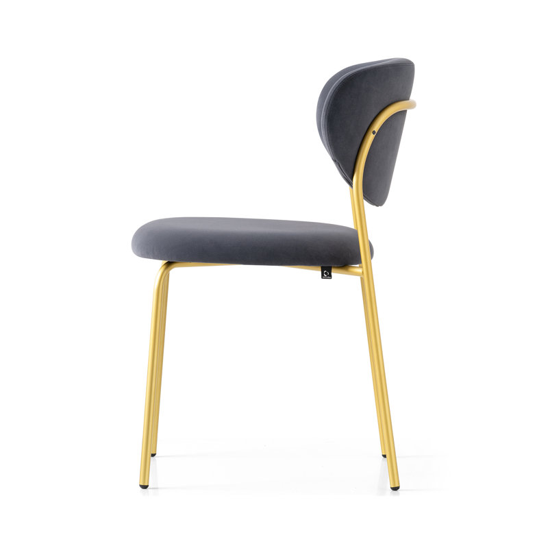 Cozy Upholstered Chair with Metal Frame, Painted Brass, Taupe