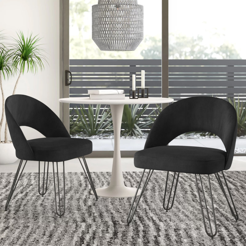 Lisbon 18'' H Velvet Upholstered Side Chair, Black