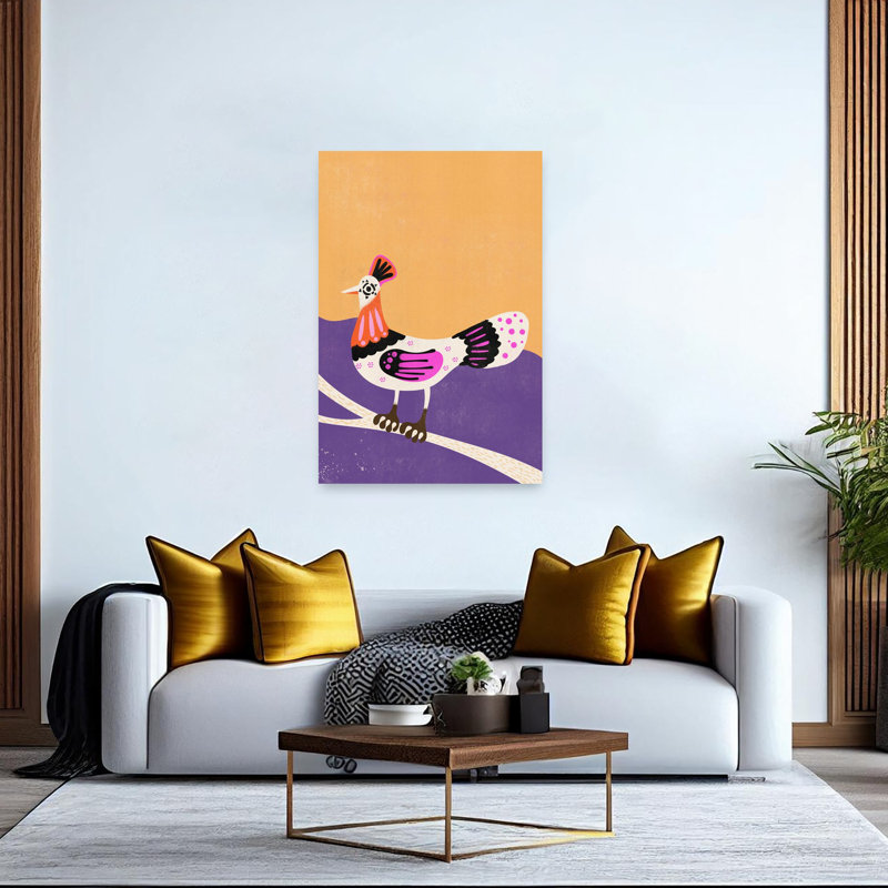 Colorful Folk Bird Abstract Colorful Modern Bird Nature Wall Art Print 1 Piece Wrapped Canvas Wall Art, 152.4cm H x 101.6cm W