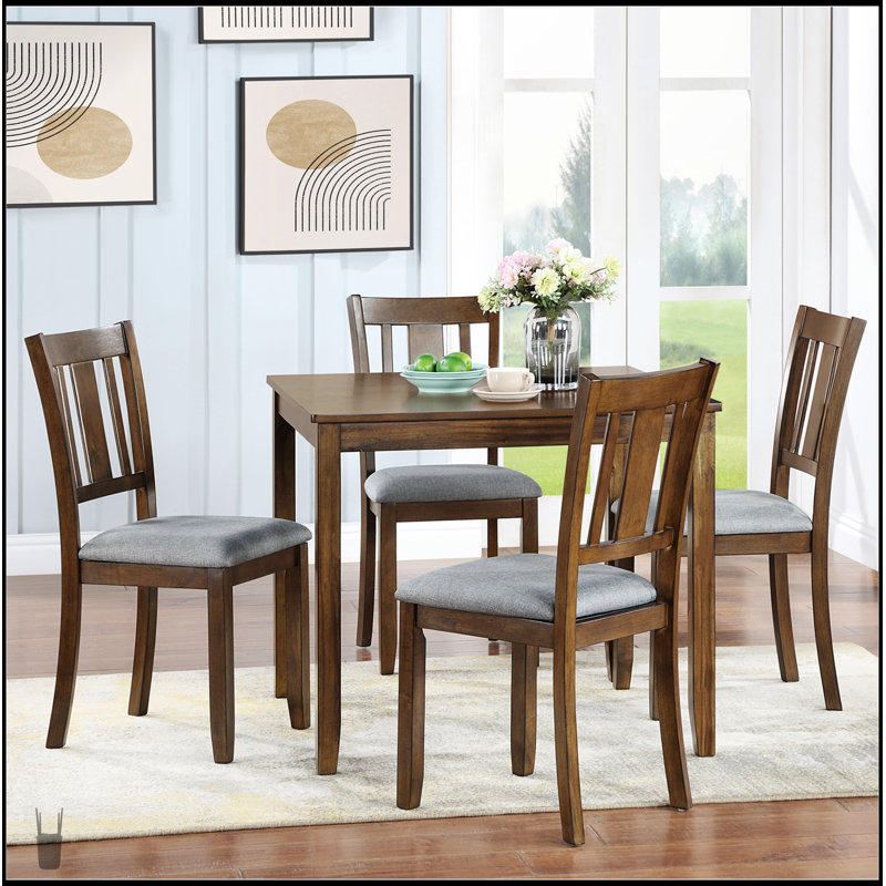 Élégante table de salle à manger en bois 5 pièces avec 4 chaises, moderne et fonctionnelle pour les petits et moyens espaces