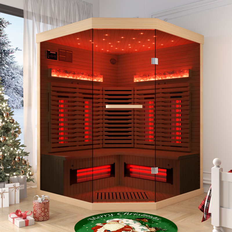Erommy 2-3 Person Indoor Bluetooth Compatible Far Infrared Sauna In Hemlock