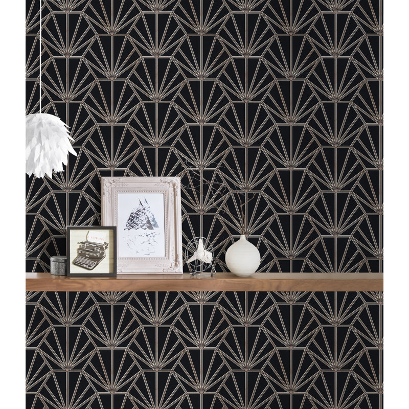 10.05m x 53cm Metallic Finish Wallpaper Roll, Black/Bronze/White