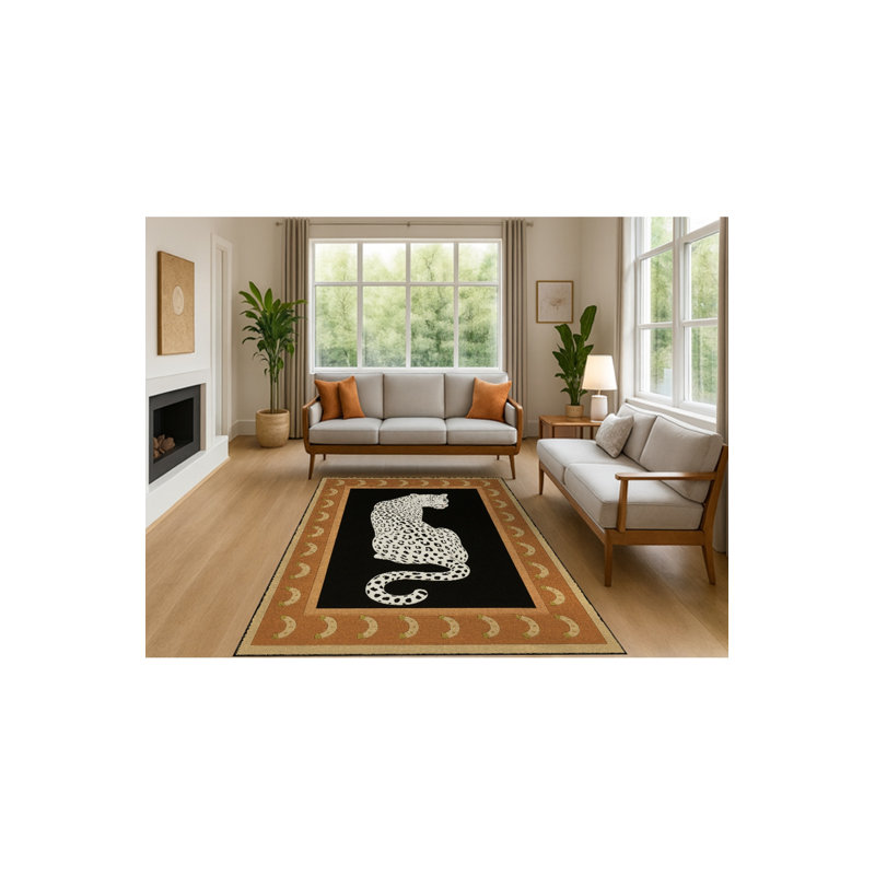 Tapis brun tissé à imprimé tigre Mosso, 4'11" x 7'7"