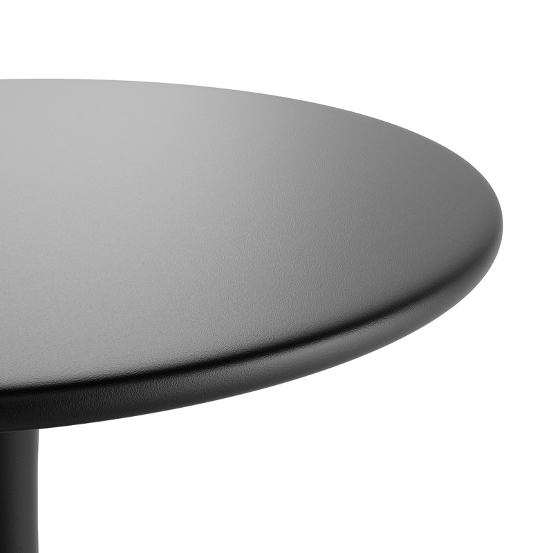 Table de salle à manger ronde en acier et base piédestal Brogel Bistro 24 po pour l'intérieur ou l'extérieur, Noir
