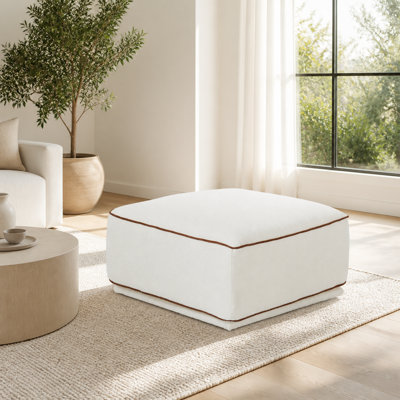 Upholstered 33.86" Boucle Slipcovered Ottoman