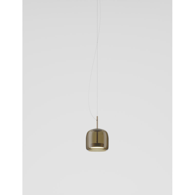 Jube 1 - Light LED Pendant, 85" H x 7" W x 7" D, Burned Earth Transparent, Matte Gold