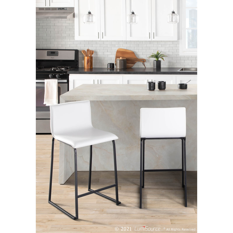 Tabouret Middlebrook, Blanc, Noir, Tabouret de comptoir (siège d'une hauteur de 26 p